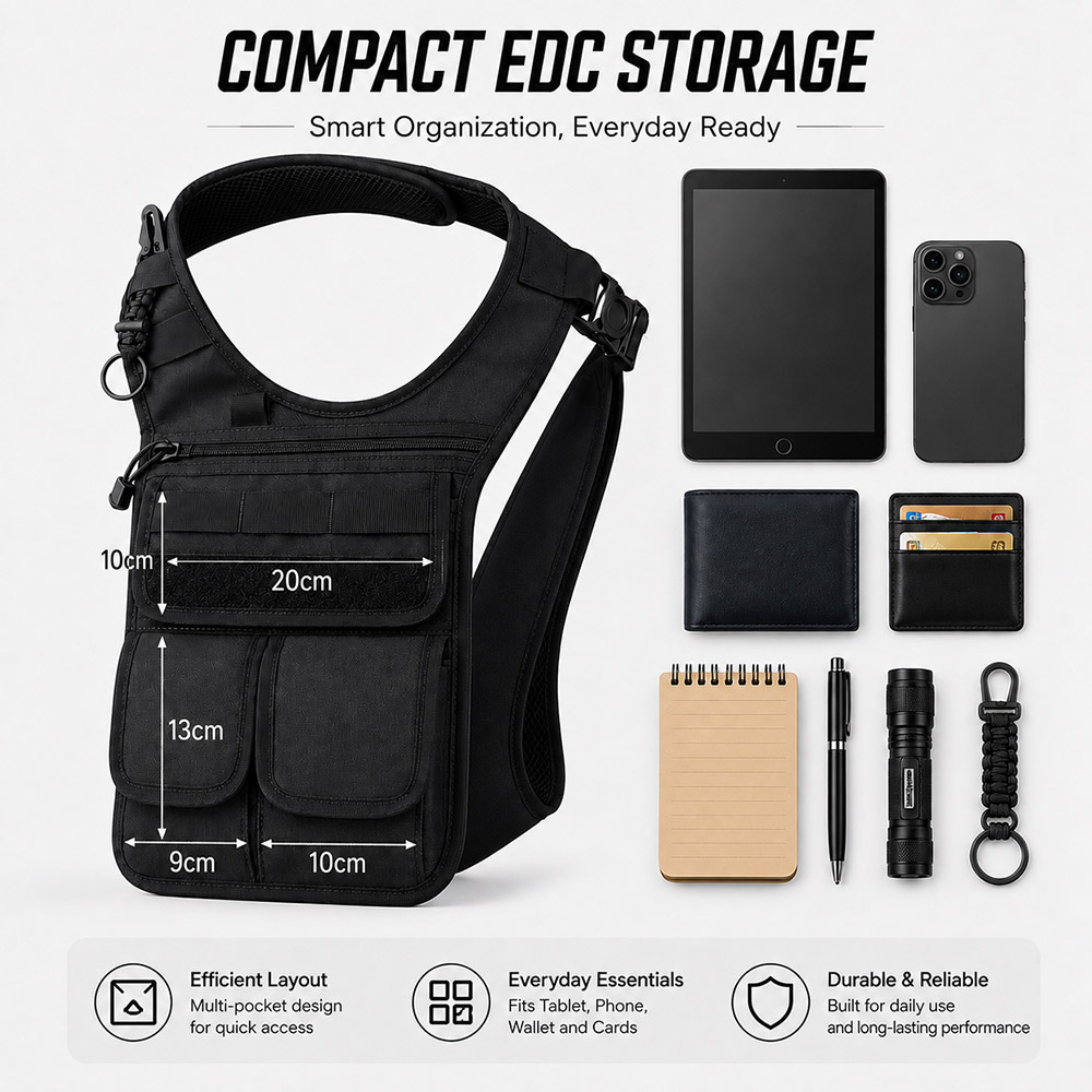 Bolso táctico oculto QX, bando - Edc Carry For Men reseña y precio